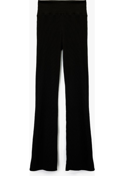 Yüksek Bel Fitilli Ispanyol Paça Spor Tayt