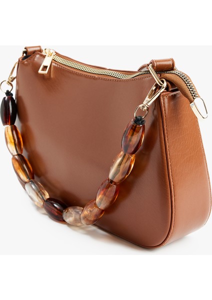 Aksesuar Detaylı Fermuarlı Askılı Suni Deri Omuz Çantası indirimleri