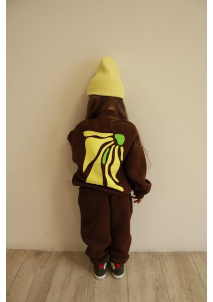 Sarı Sırt Baskılı Balıkçı Yaka Eşofman Takımı