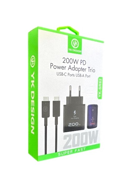 YK-SR62 200W Usb+Pd Şarj Başlığı ve Typec-Typec Kablo fırsatları