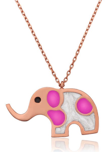 Gümüş Rose Fil Bayan Kolye