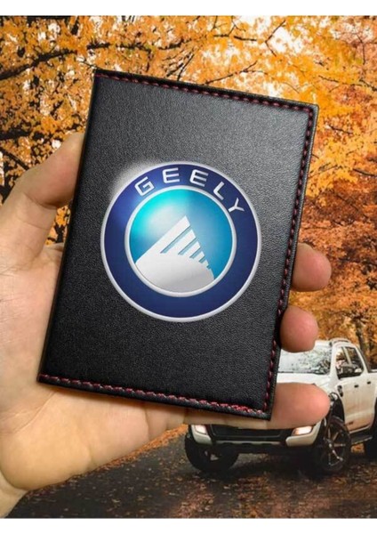 Geely Desenli Ruhsat Kabı Logolu Oto Ruhsat Kılıfı Vinleks Deri Dikişli Araç Ruhsat Koruyucu