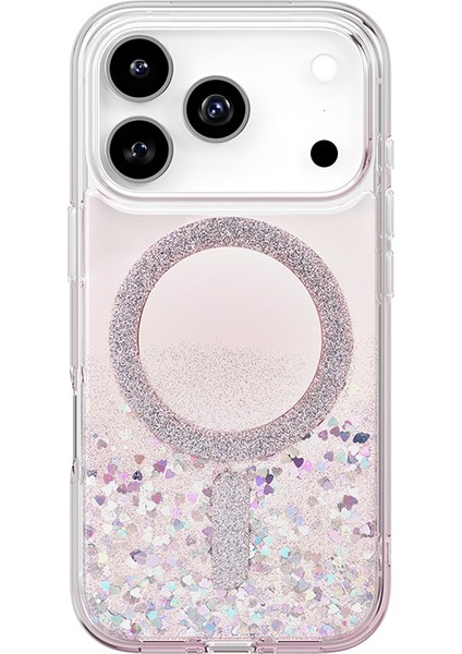 iPhone 17 Pro Uyumlu Kılıf M-Safe Şarj Özellikli Parlak Halkalı Coehl Solea Kapak Pembe