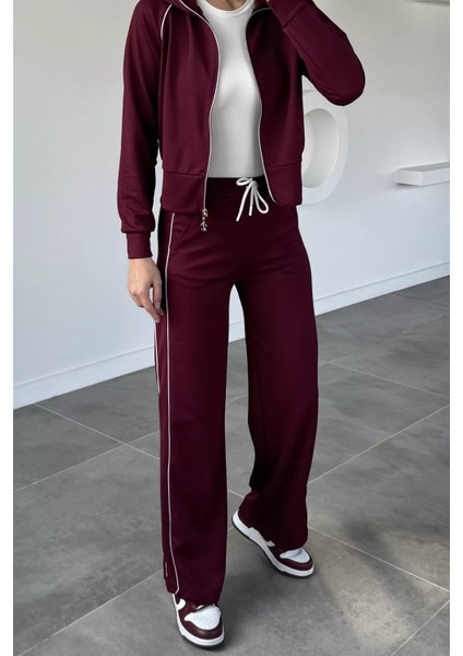 Kadın Şerit Detaylı Fermuarlı Eşofman Takımı P-00019042 fiyatları