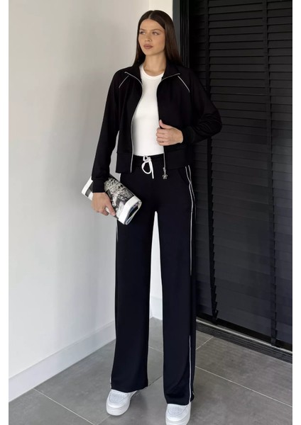 Kadın Şerit Detaylı Fermuarlı Eşofman Takımı P-00019042 fiyatları