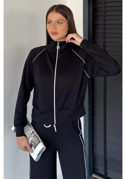 Kadın Şerit Detaylı Fermuarlı Eşofman Takımı P-00019042 fırsatları