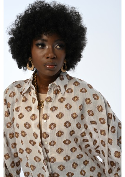 Kadın Kolu Bağlamalı Desenli Gömlek fiyatları