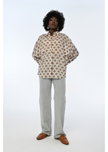 Kadın Kolu Bağlamalı Desenli Gömlek fırsatları