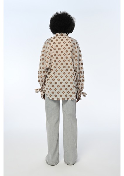 Kadın Kolu Bağlamalı Desenli Gömlek indirimleri