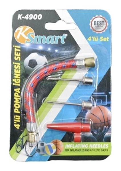 4 Lü Pompa Iğnesi Bisiklet ve Top Şişirme Iğnesi K-4900 Gkh