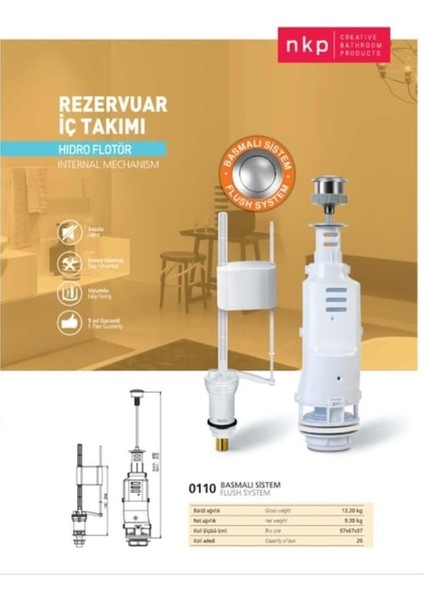 Remont Nkp Rezervuar Iç Takım - Klozet Iç Takımı - Hidro Flötör - 5 Yıl Garantili - 0110 fiyatları