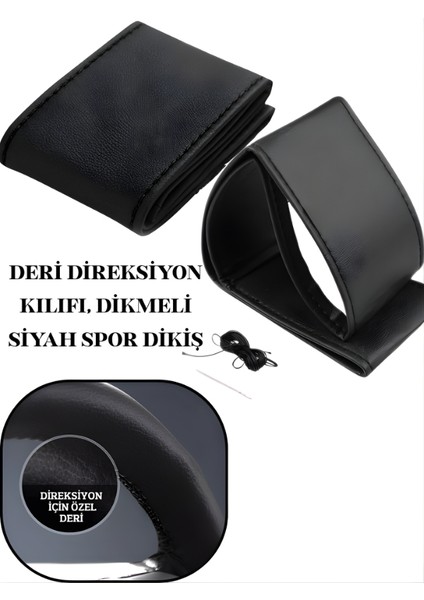 Dacia Lodgy Deri Direksiyon Kılıfı Prime Kalite, Dikmeli Siyah Spor Dikiş