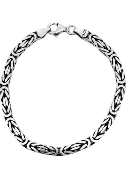 Köşeli Kral Erkek Gümüş Zincir Bileklik 5mm