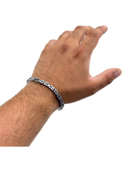 Köşeli Kral Erkek Gümüş Zincir Bileklik 5mm fiyatları