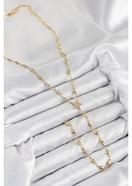 Bfs Pirinç Zirkon Taşlı Yıldız Model Gold Renk Y Kolye fiyatları