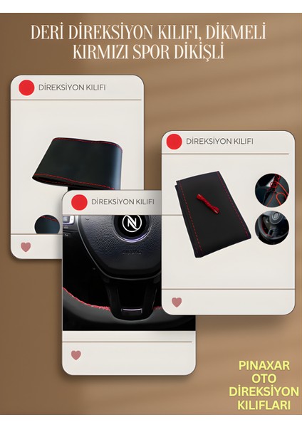 Peugeot 406 Deri Direksiyon Kılıfı Prime Kalite, Dikmeli Kırmızı Spor Dikiş fiyatları