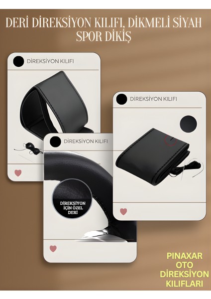 Hyundai Excel Deri Direksiyon Kılıfı Prime Kalite, Dikmeli Siyah Spor Dikiş fiyatları