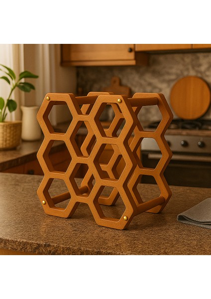 Ahşap Şarap Standı -Bal Peteği Şaraplık modelleri