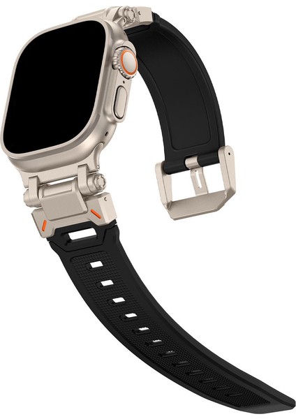 Apple Watch 11 10 46MM 9 8 7 6 Se Ultra Uyumlu 49-46-45-44-42MM Metal Pimli Tokalı Premium Silikon Kordon – Dayanıklı Spor Rubber Kayış