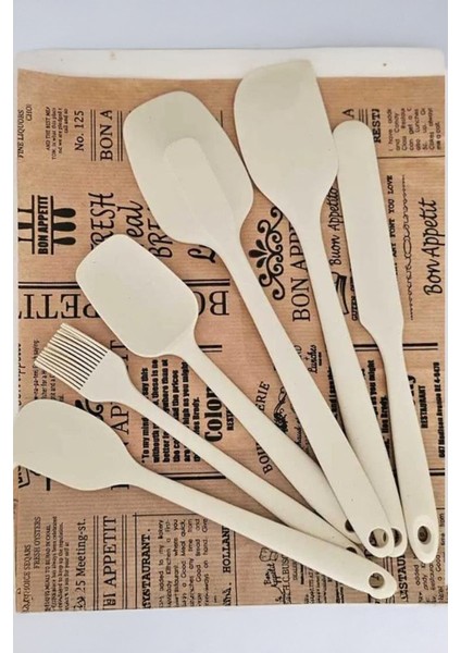 Elvory 6 Parça Silikon Isıya Dayanıklı Mutfak Servis Seti Krem modelleri