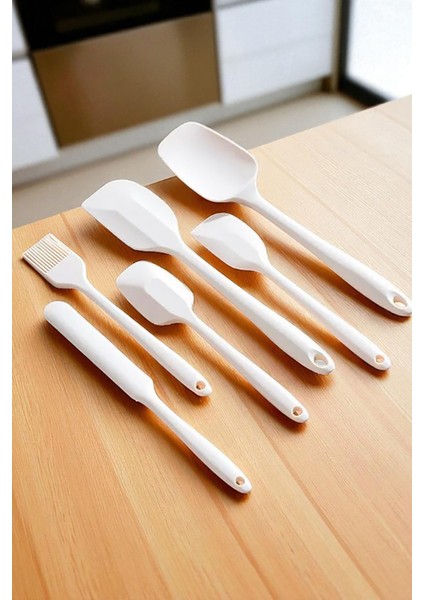 Elvory 6 Parça Silikon Isıya Dayanıklı Mutfak Servis Seti Krem indirimleri