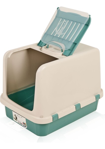 Go Kapalı Kedi Tuvaleti - Beyaz / Yeşil - 41,5X57,2X 42 cm modelleri