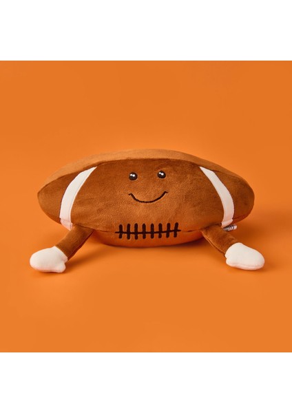 Soft Rugby Top Figürlü Yastık - Kahverengi - 35X20 cm