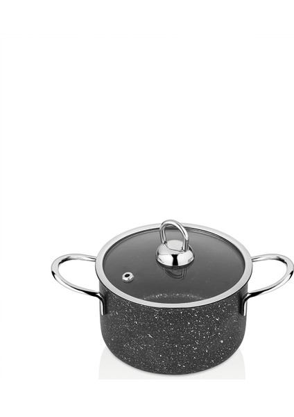 Hilal Döküm Granit Mini Tencere 12 cm Kapaklı Siyah Indüksiyonlu
