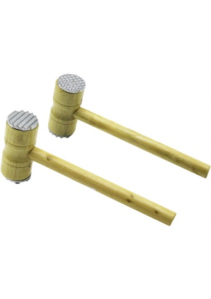Metal Çift Başlı Ahşap Saplı Tokmak - Et Dövecek Tokmak= 4.3 x 10CM Saplı=25.5cm (5324)