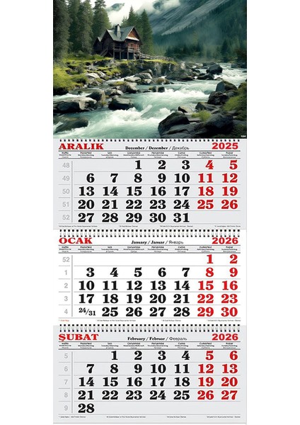 2026 Yılı Gemici Takvimi-Nehir Yanında Ki Kulübe