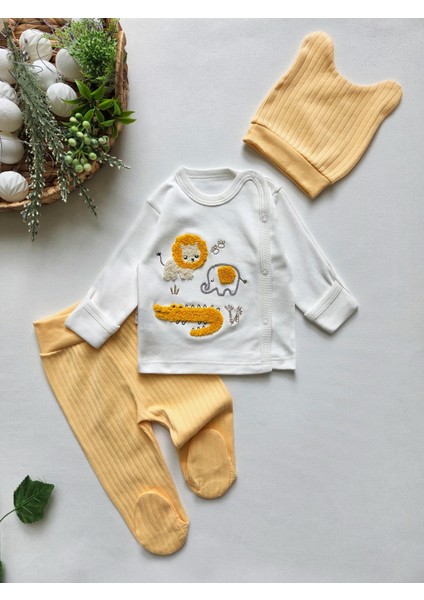 %100 Pamuklu 0-3 Ay Yenidoğan Bebek Hastane Çıkışı 3lü Set fiyatları