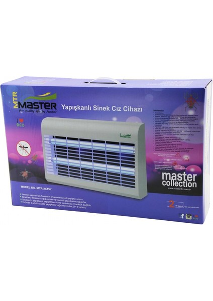 Master MTR-2X15Y Yapışkanlı Sinek Öldürücü Cız Cihazı Makine 30W 2pcs LED Floresan 100M2 Etkili 47.5X9.5X29CM (5324) fiyatları