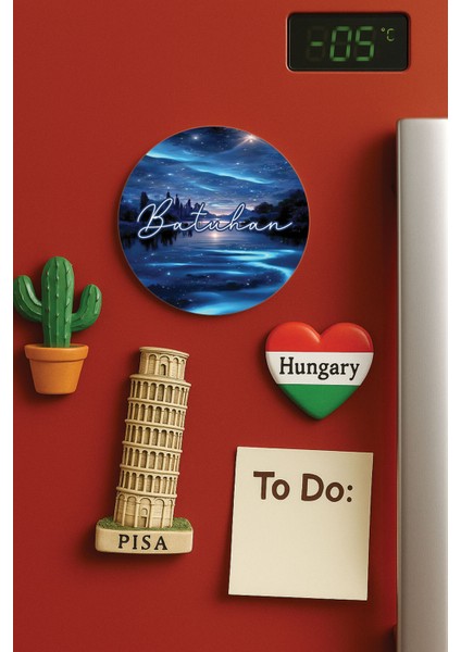 Kişiye Özel Isim Yazılı Mutfak ve Ofis Için Yuvarlak Beyaz Buzdolabı Magnet Jumbo Boy DIZAYN27