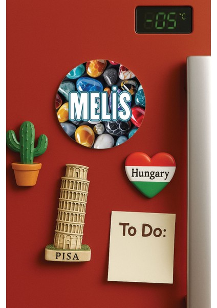 Kişiye Özel Isim Yazılı Mutfak ve Ofis Için Yuvarlak Beyaz Buzdolabı Magnet Jumbo Boy DIZAYN34