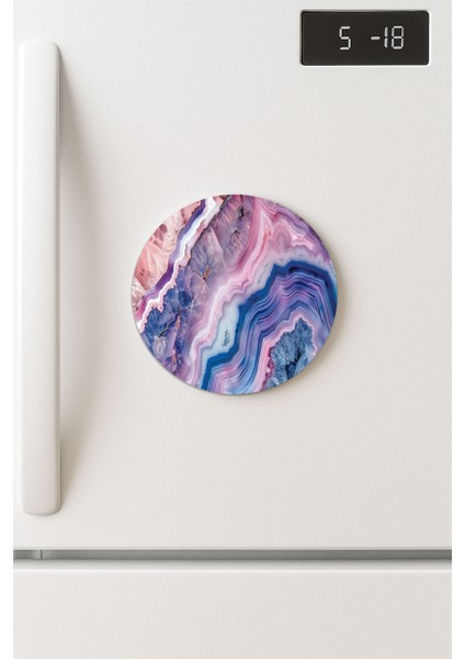 Desenli Temalı Yuvarlak Buzdolabı Magnet – 10X10 cm Nono Ametist