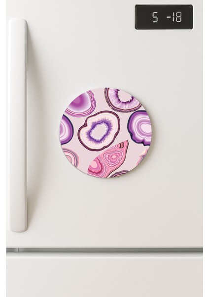 Desenli Temalı Yuvarlak Buzdolabı Magnet – 10X10 cm Ametist