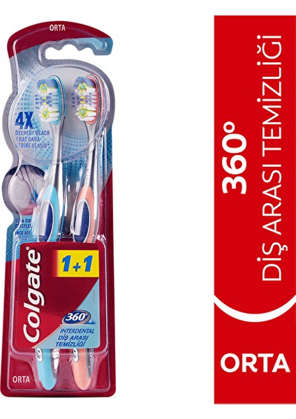 3 Adet Colgate Diş Fırçası 360 Diş Arası Temizliği 1+1