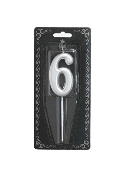 2 Adet Rakam Mum 6 Numara Gümüş