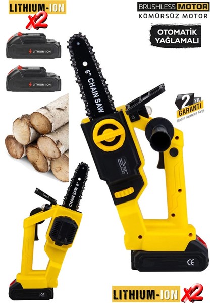 %100 Bakir Sargili Kömürsüz Seri 40VF Çift Akülü Dal Kesme Budama Testere Bıçkı Makinesi Yağ Pompalı