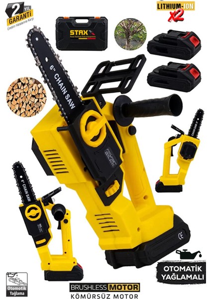 %100 Bakir Sargili Kömürsüz Seri 40VF Çift Akülü Dal Kesme Budama Testere Bıçkı Makinesi Yağ Pompalı fiyatları