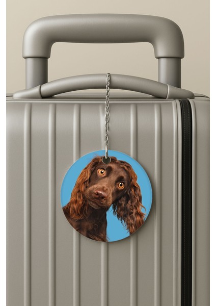 Pleksi Zincirli Bavul Etiketi Seyahat Tatil Için Tasarım Valiz Etiketi Şaşkın Köpiş