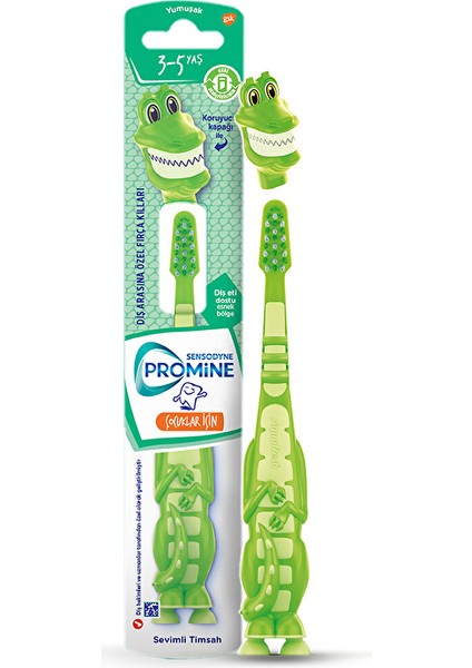 3 Adet Sensodyne Promine Çocuk 3-5 Yaş Timsah Diş Fırçası