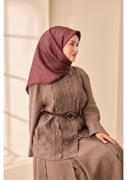 Twill Ipek Eşarp - 11479-12 Bordo Kahverengi fiyatları