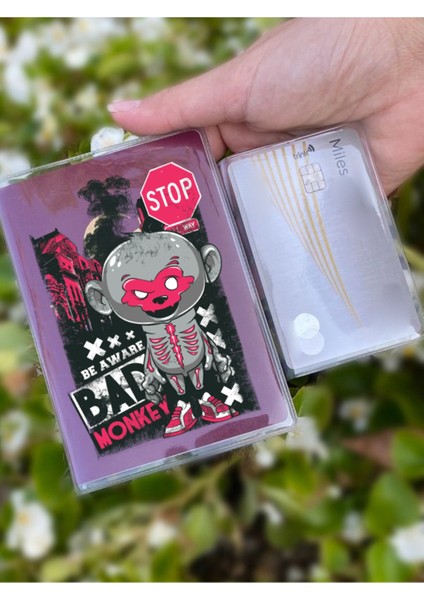 Bad Monkey Desenli Universal Şeffaf Pasaport Kılıfı Model Tüm Ülke Pasaportlarına Uygun