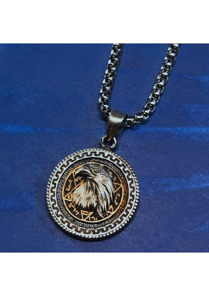 Kartal Figürlü El Işçiliği 925 Ayar Gümüş Erkek Kolye