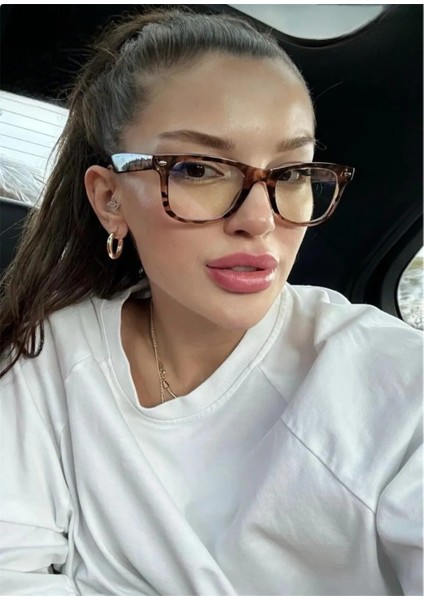 Wayfarer Leopar Desenli Mavi Işık Korumalı Optik Uyumlu Koruma Gözlüğü