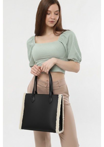 Siyah Polar Detaylı Geniş Omuz Çantası indirimleri