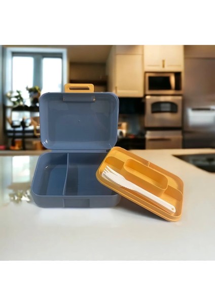 Meyve Suyu Bölmeli - Tabaklı Beslenme Kabı Diyet Kabı -Çatal Bıçak Kaşık Dahildir fırsatları