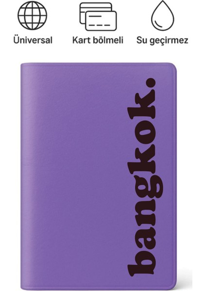 Pasaport Kılıfı Pasaportluk Desenli Pasaport Kabı Su Geçirmez Bangkok