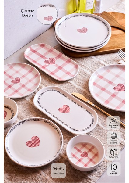 Hearts 10 Parça 4 Kişilik Kahvaltı Takımı fırsatları